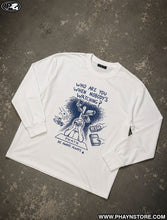 Load image into Gallery viewer, "WHO ARE YOU?" LONGSLEEVE – WHITE/BLUE